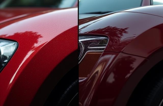 Before and after comparison of paint correction