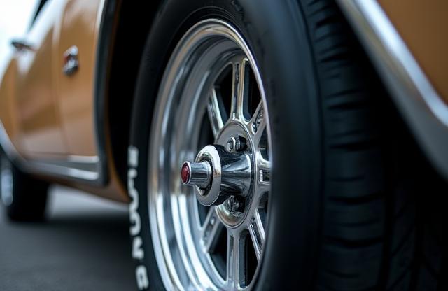 Closeup of a perfectly cleaned and polished car wheel