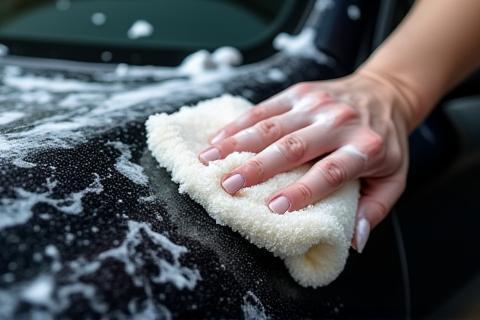 Exterior hand wash service being performed on a car